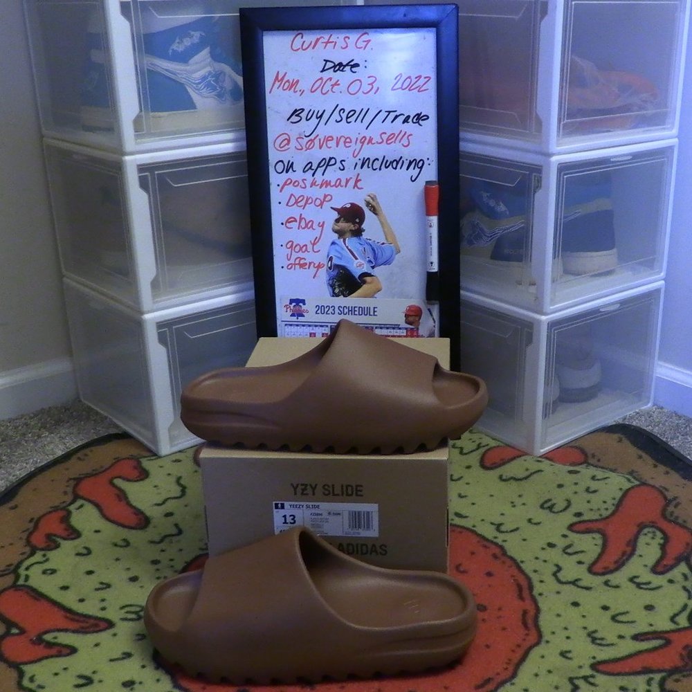 Size 13 - Adidas Yeezy Slide Flax New In Box Ready To Ship.